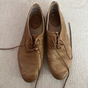 Frye Jillian Oxford Womens Brown Tan Leather Lace-Up Loafers Flats Size 7.5